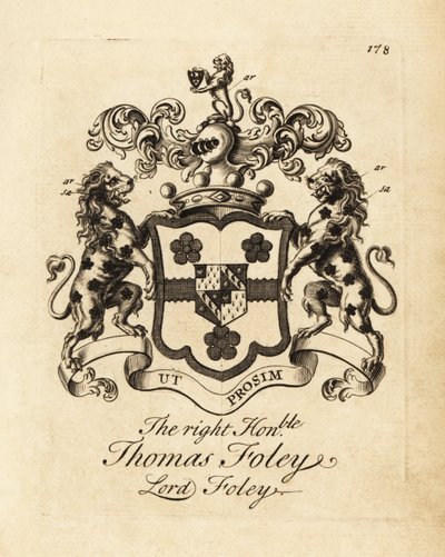 Vapensköld av högern ärade Thomas Foley, Lord Foley av Andrew Johnston