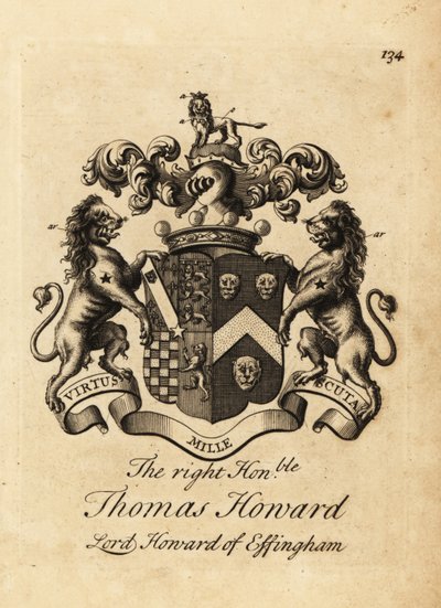 Vapensköld av högern ärade Thomas Howard, 2:e earl av Effingham, Lord Howard av Effingham av Andrew Johnston