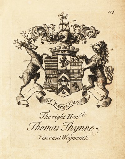 Vapensköld av den högra ärade Thomas Thynne, 2:a Viscount Weymouth av Andrew Johnston