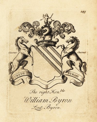 Vapensköld av högern ärade William Byron, Lord Byron, 4:e baron Byron (1670-1736) av Andrew Johnston