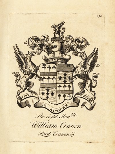 Vapensköld av den högra ärade William Craven, Lord Craven, 3:e baron Craven (1700-1739) av Andrew Johnston