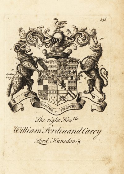 Högerns vapen, ärade William Ferdinand Carey, 8:e baron Hundsen, Lord Hunsdon av Andrew Johnston