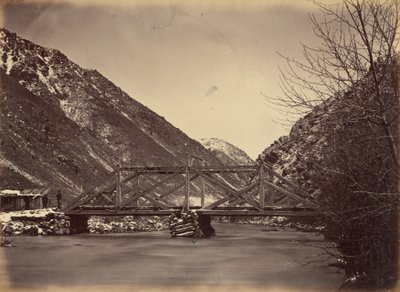 Plåt 42. Mormon Turnpike Bridge, mynningen av Weber Canon,1869 (foto) av Andrew Joseph Russell