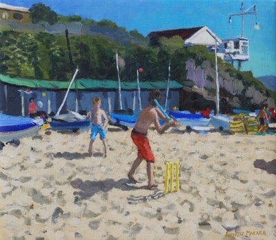 Cricket och gula stubbar, Abersoch av Andrew Macara