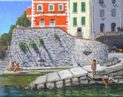 Portafino, Italien (olja på duk) av Andrew Macara