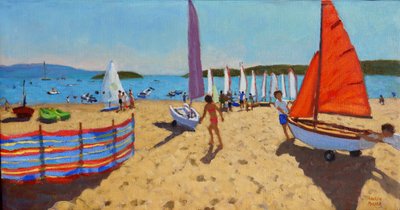 Trycker ut båten, Abersoch, 2016, av Andrew Macara