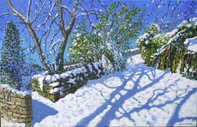 Vårsnö, Wirksworth, Derbyshire, 2023 (olja på duk) av Andrew Macara