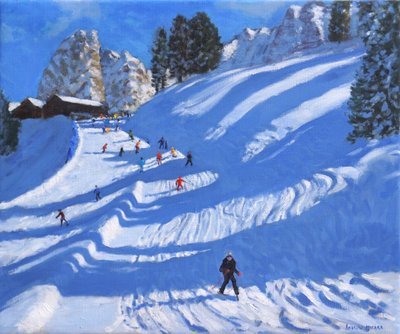 Sol och skuggor, Kitzbuhel, Österrike, 2022 (olja på duk) av Andrew Macara