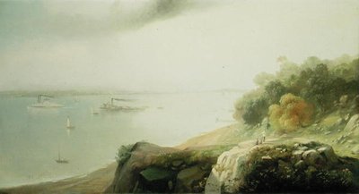 En utsikt över New York från Castle Point, Hoboken (olja på duk) av Andrew Melrose