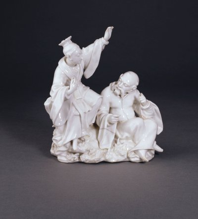 En Derby-torrkantad Chinoiserie-grupp emblematisk för att höra från en uppsättning sinnen, ca 1750-52 (Kina) av Andrew Planché