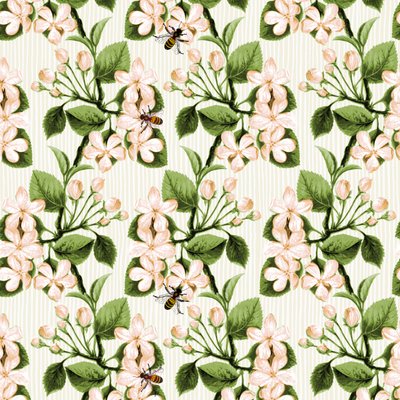 Crab Apple Blossom and Honey Bee, 2017, bläck och digital av Andrew Watson