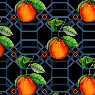 Orange geometrisk, 2018, penna och bläck, akvarell, digital) av Andrew Watson