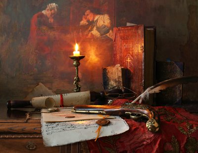 Arbetsrum i vintage-stil med levande ljus av Andrey Morozov