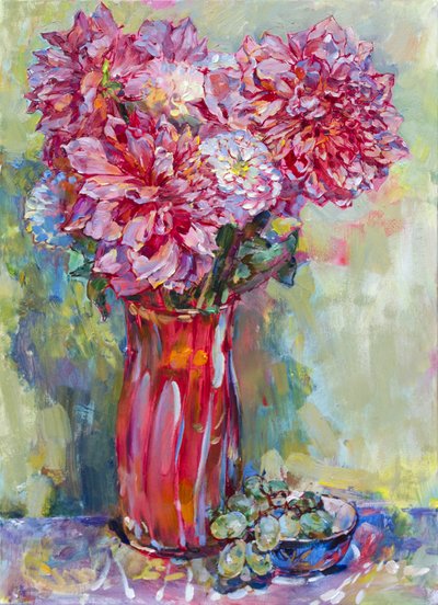 Ett livfullt blomsterstilleben av Andrii Kutsachenko