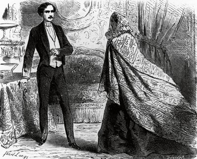 Illustration för greve av Monte Cristo, roman av Alexandre Dumas (1802-1870) och Auguste Maquet (1813-1888), gravyr efter teckning av Ange Louis Janet (1815-1872) av Ange Louis (1815 72) Janet
