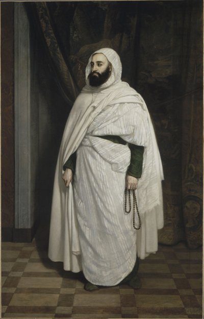 Porträtt av Abdelkader ibn Muhieddine 1808-1883, 1853. av Ange Tissier