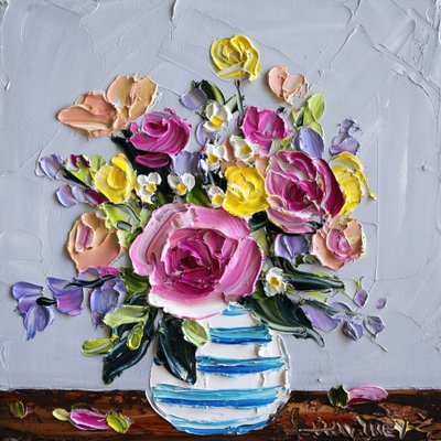 Färgstarka blommor i impasto-teknik av Angela Hawkey