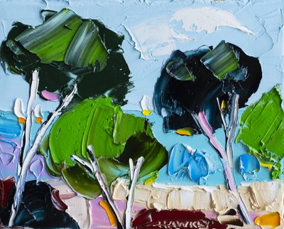 Ett livfullt landskap i impasto-teknik av Angela Hawkey
