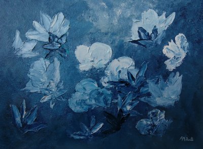 Blå abstrakta blommor av Angeles M. Pomata