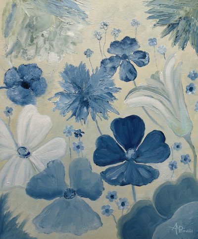 Mjukt blåa trädgårdsblommor av Angeles M. Pomata
