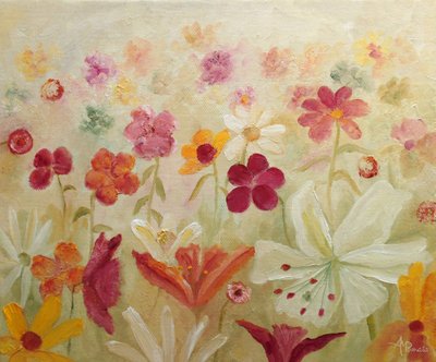 En färgsprakande blomträdgård av Angeles M. Pomata