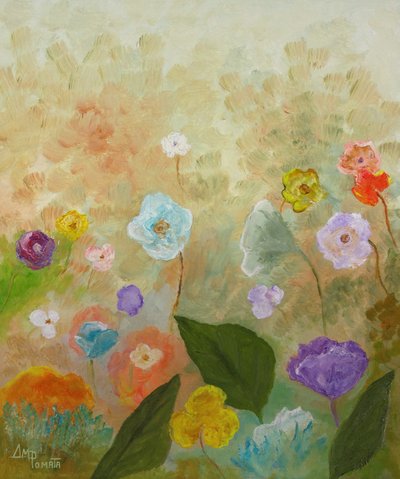 Ett fantasifullt blomsterfält av Angeles M. Pomata