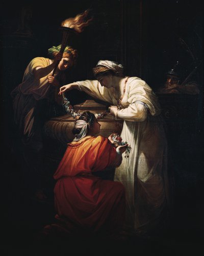 Cleopatra dekorerar Mark Anthonys grav, av Angelica Kauffmann (1741-1807), olja på duk av Angelica Kauffmann
