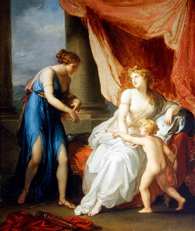 Euphrosyne sårad av Amor, klagande till Venus (olja på duk) av Angelica Kauffmann