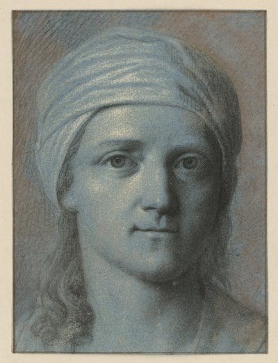 Kvinnohuvud sett framifrån, med turban av Angelica Kauffmann