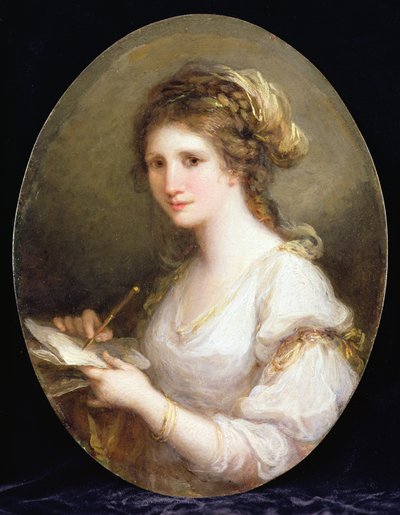 Porträtt av en dam, möjligen ett självporträtt (olja på koppar) av Angelica Kauffmann