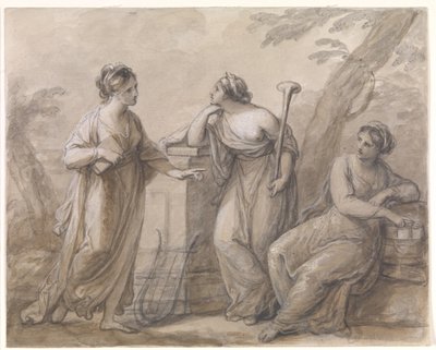 Tre muser i samtal av Angelica Kauffmann