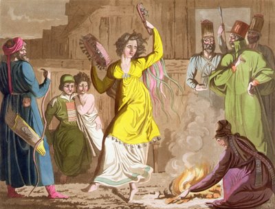 Schamaninna från Teleutfolket, Kemerovo-regionen, Sibirien, tavla 27 från "Le Costume Ancien et Moderne" av Jules Ferrario, publicerad på 1820-30-talen (färglitografi). av Angelo Biasioli