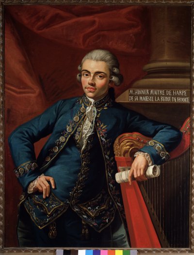 Porträtt av den tyske kompositören och harpisten Philip Joseph Hinner (1754-efter 1805) av Angelo Crescimbeni