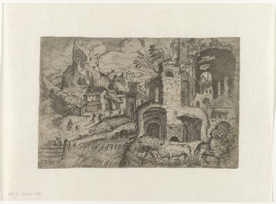 Landskap med flyg till Egypten av Angelo Falconetto (attributed to)
