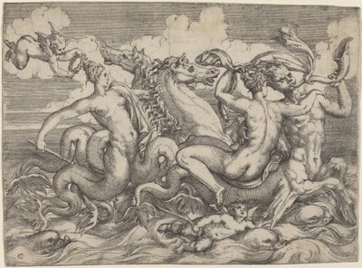 Sirener, Naiads och Tritons av Angelo Falconetto