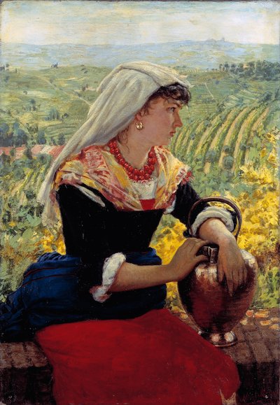 Porträtt av hans fru i Monferrato-kläder av Angelo Morbelli