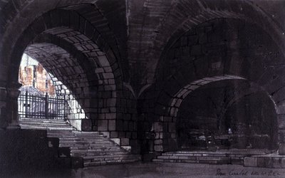 Scenografi av Angelo Parravicini för scen 2 i akt IV av operan "Don Carlos"" av den italienske kompositören Giuseppe Verdi (1813-1901) för föreställningen på teatro alla Scala (Theatre de la Scala) i Milano den 26/10/1912 . av Angelo Parravicini