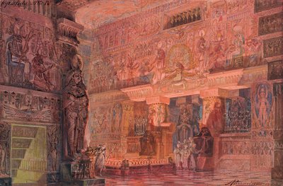 Scenografi för Opera Aida av Giuseppe Verdi, 1923. av Angelo Parravicini