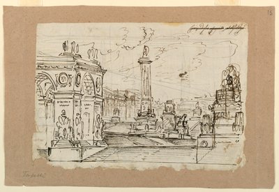 Scenografi, grupp antika monument av Angelo Toselli