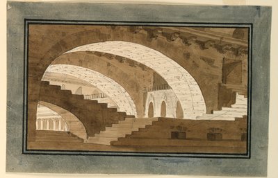 Scendesign, interiör av källaren på Palace av Angelo Toselli