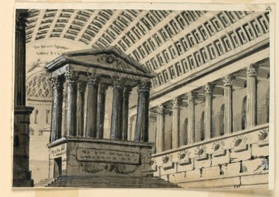 Scenografi, interiör av en gravsal av Angelo Toselli