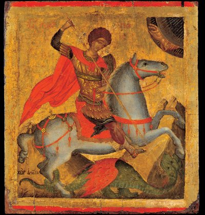 Akotandos, Angelos (aktiv ca 1425-1460) Saint George and the Dragon Tempera på panel ca 1440-1460 Benaki Museum, Aten 40,8x37,5 av Angelos Akotantos