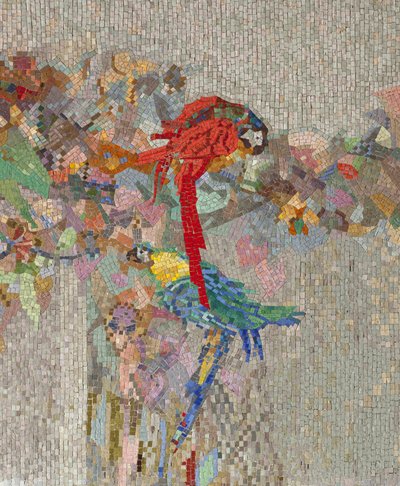 Blommor och fåglar, 1914 (mosaik) av Angiolo DAndrea