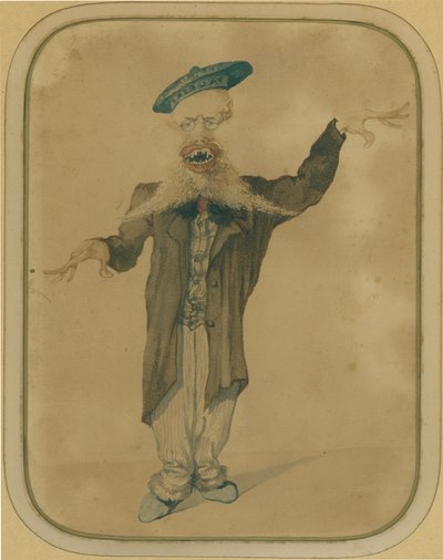 Karikatyr av Telemaco Signorini på väg hem från Paris, ca 1884 (tempera på kartong) av Angiolo Tricca