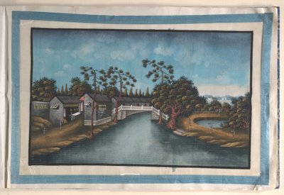 Album innehållande tolv målningar av scener längs en flod av Anglo-Chinese School