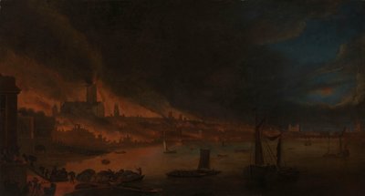 The Great Fire of London, ca 1666-1700 (olja på duk) av Anglo Dutch School