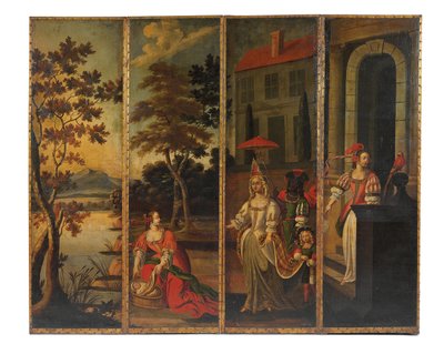 Fyrfaldig dubbelsidig skärm, c.1700 av Anglo Flemish School