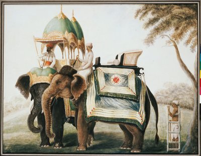Elefanter med sin mahout, ca 1815 av Anglo-Indian School