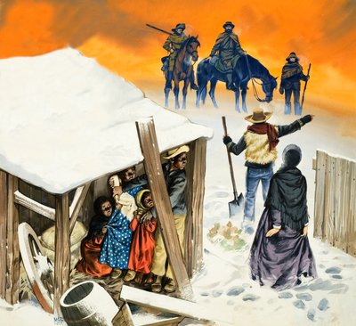 En scen baserad på romanen Onkel Toms stuga av Angus McBride