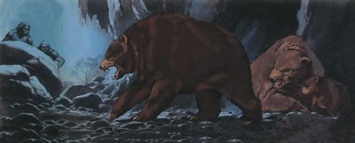 Björnar och den primitiva människan av Angus McBride